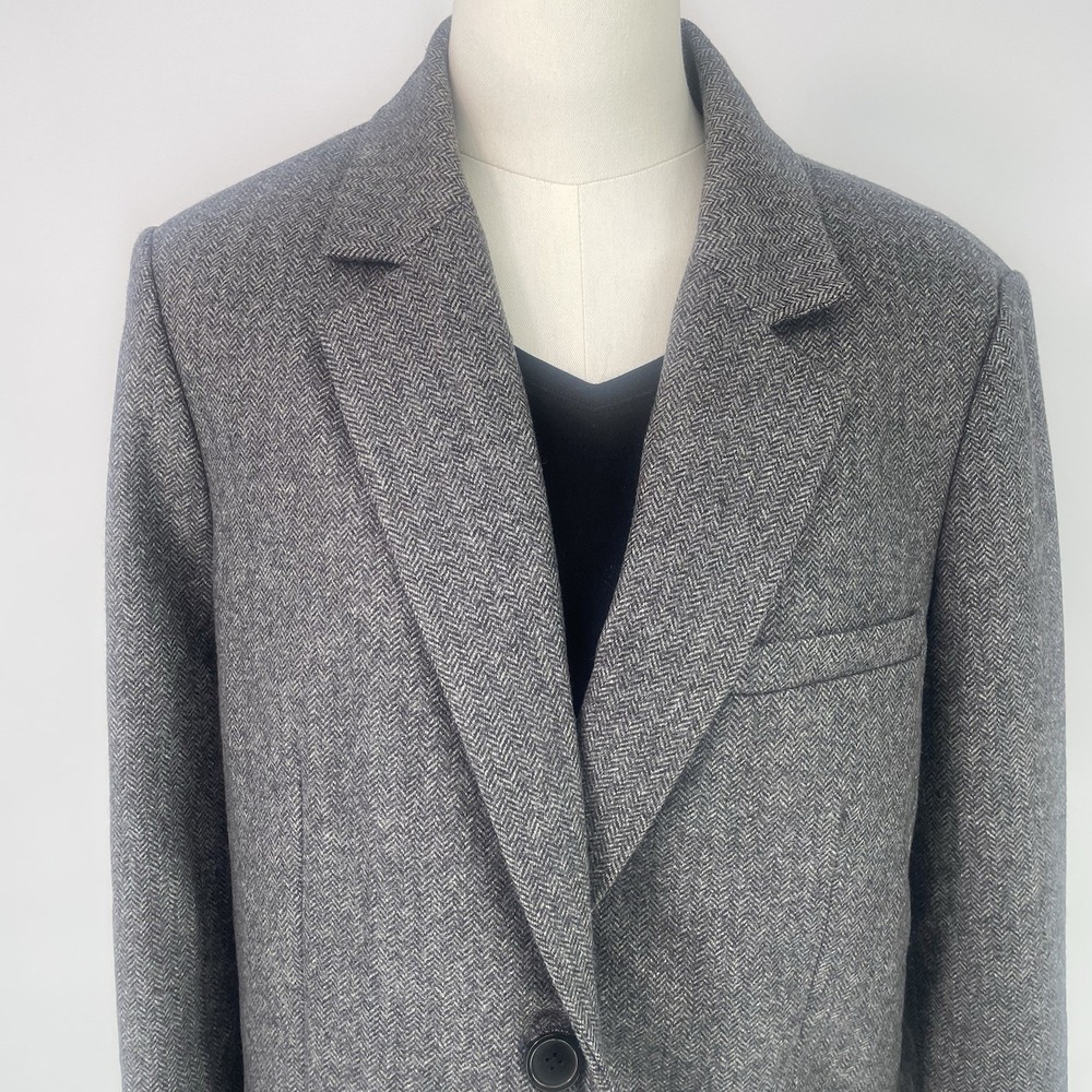 Everlane The Oversized Women's Gray Herringbone Wool Blend Blazer Size 10